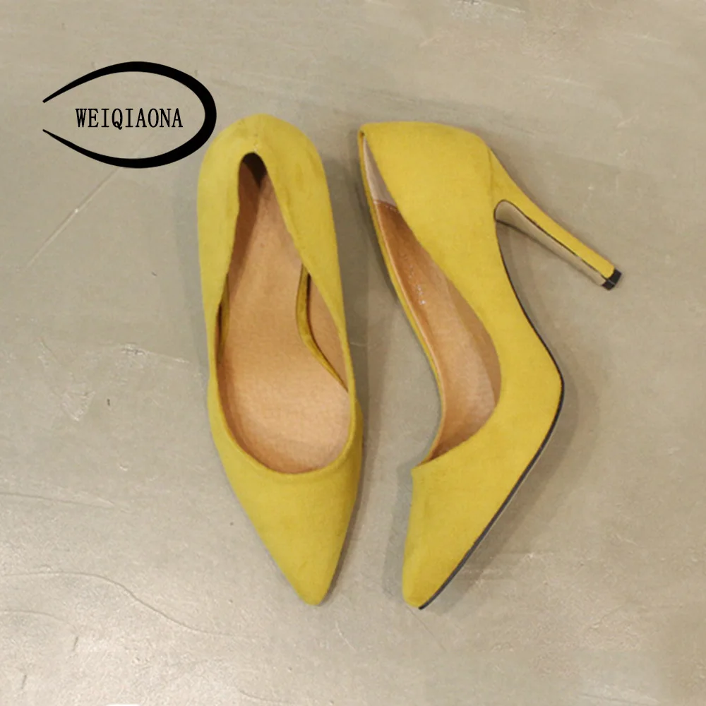 

New Big Size 33-41 Brand Design Flock Women Shoes High Heels Pumps Elegant Shoes Soft Ladies Shoes Dress Shoes