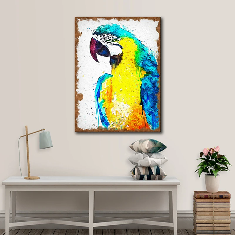 COSY MOMENT Colorful Macaw Parrot художественный холст картина Птица Тропический Psychedelic постер