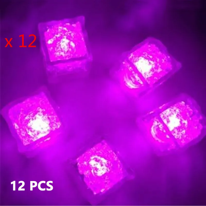 pink 12 PCS Мигающие кубики льда свет воды Активизированный люминесцентный светящийся блок Рождество Свадебная вечеринка украшения праздничного стола реквизит x12 шт/уп - Цвет: pink 12 PCS