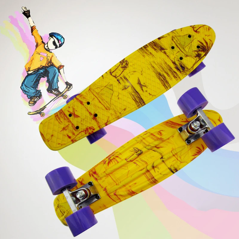 2019 New Children's scooter Space Graphic Printed Mini Cruiser Plastic Skateboard 22&quot X 6&quot Retro Longboard Skate Long Board CL30 |