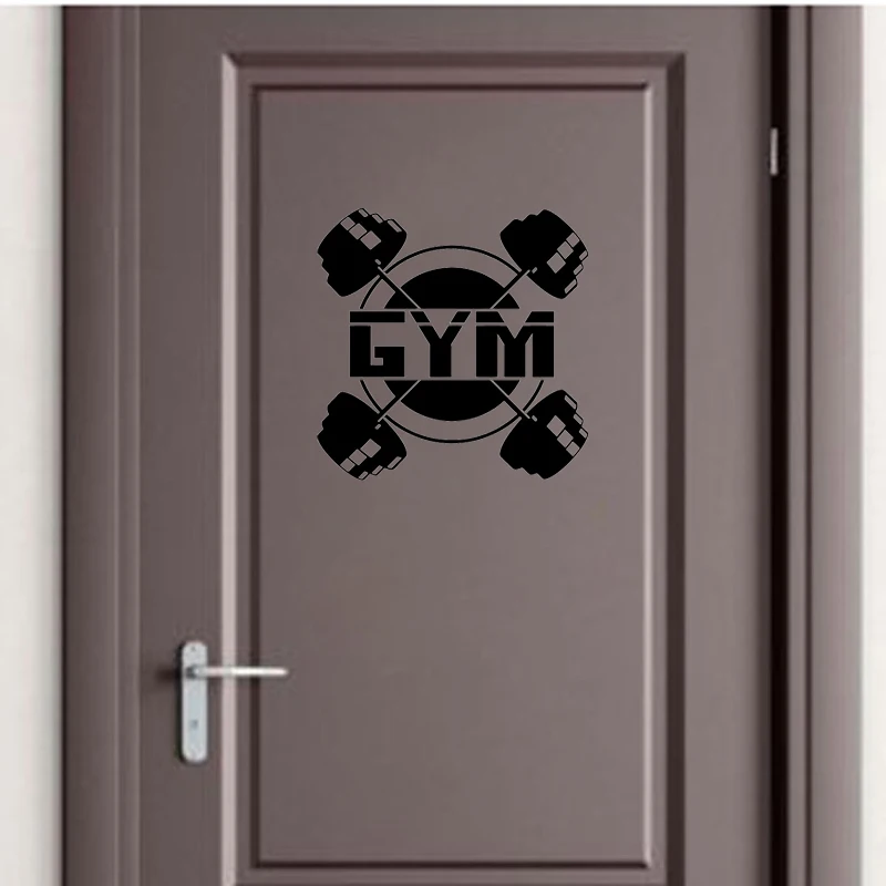 YOJA 24*24CM Powerlifting Gym Sport Bodybuilding Barbell Room Door Wall Sticker D2-0006 | Дом и сад