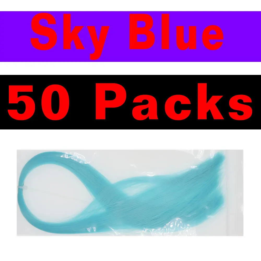 sky blue 50 packs Bimoo 50 пакетов синтетический волоконный стример для мягкого изготовления приманки Sabiki Fly Jigs крючки рыболовный крючок Бактейл материал для рыбалки - Цвет: sky blue 50 packs
