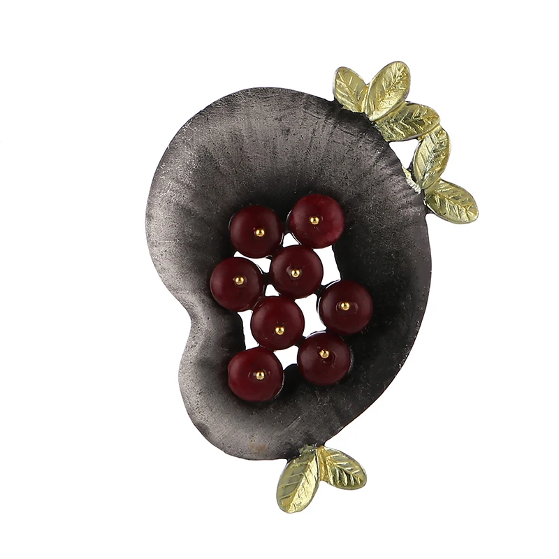 Ретро серебряная брошь в форме горошин булавки броши виде листьев для женщин