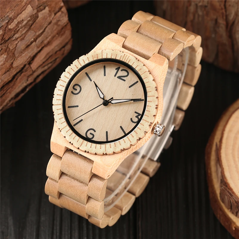 Минималистичные Ретро полностью деревянные часы для женщин и мужчин браслет из