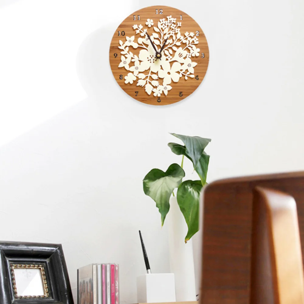 1 Pcs Acrylic Wall Clock Modern Design Flower 3D Sticker Creative Nordic Clocks Imitation Wood Clocks Wall Watch Home Decor