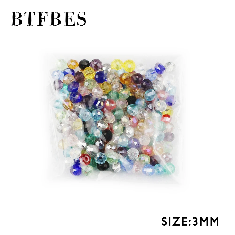 

BTFBES Faceted Flat Round Austrian Crystal 3mm 200pcs Loose Beads glass Ball Bracelet Necklace Jewelry Making DIY Accessories