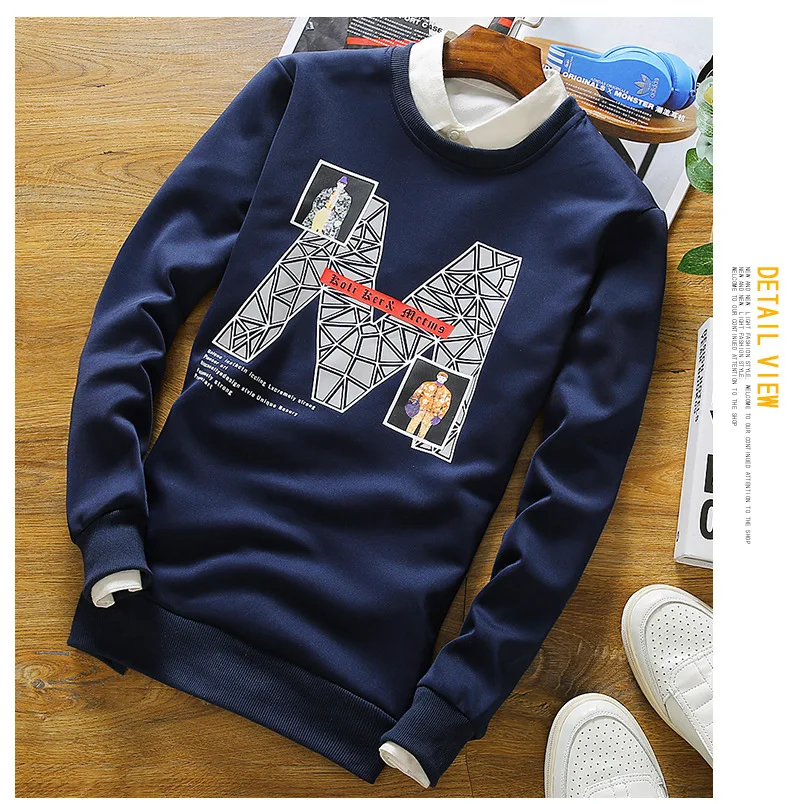 2017 Весна Повседневное swewatshirt Для мужчин Круглый Средства ухода за кожей шеи