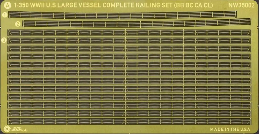 

1/350 Railing: WWII U.S Large Vessels (BB/BC/CA/CL) ABC/SET