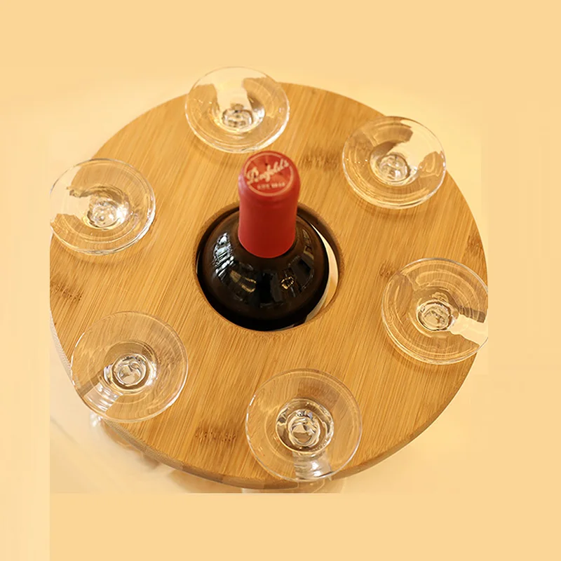 Бамбуковый держатель для стакана вина модная подставка бокалов с 6 отверстиями