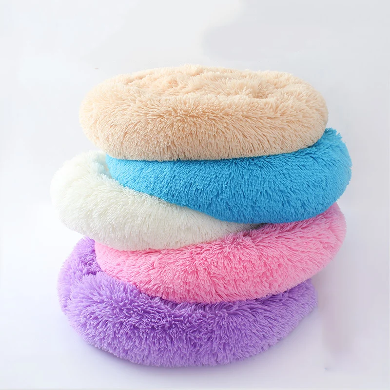 Круглая кровать для собаки Macaron моющаяся кошек маленький пончик Сверхмягкие