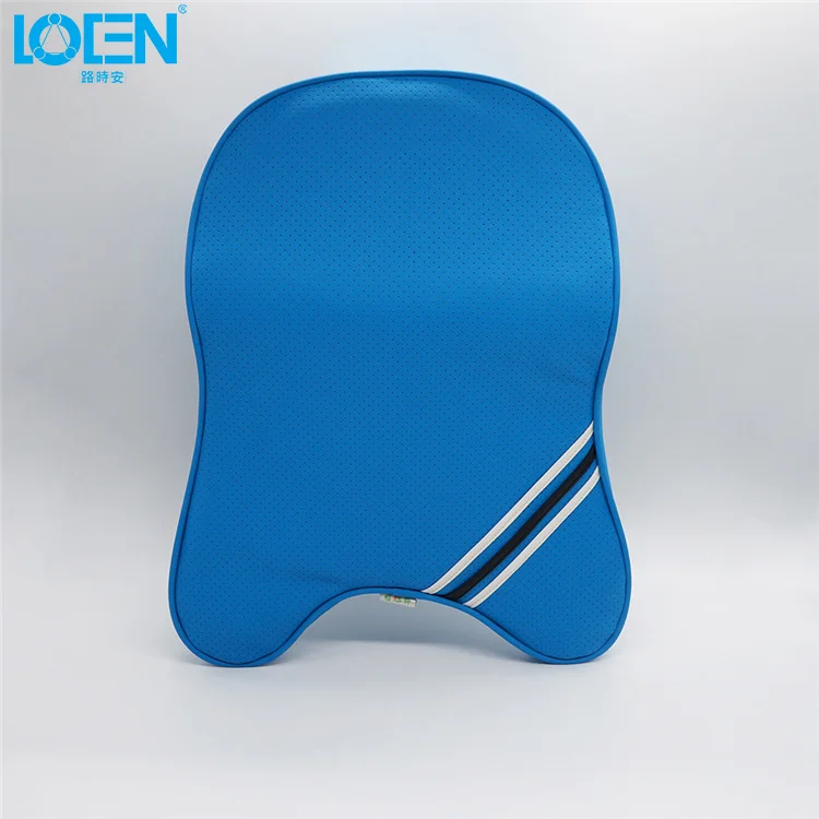 LOEN 3D подушка для подголовника автомобиля с эффектом памяти подушка для поддержки шеи Подушка для автомобильного сиденья Подушка для снятия усталости дышащий Съемный чехол - Название цвета: Blue PU cover