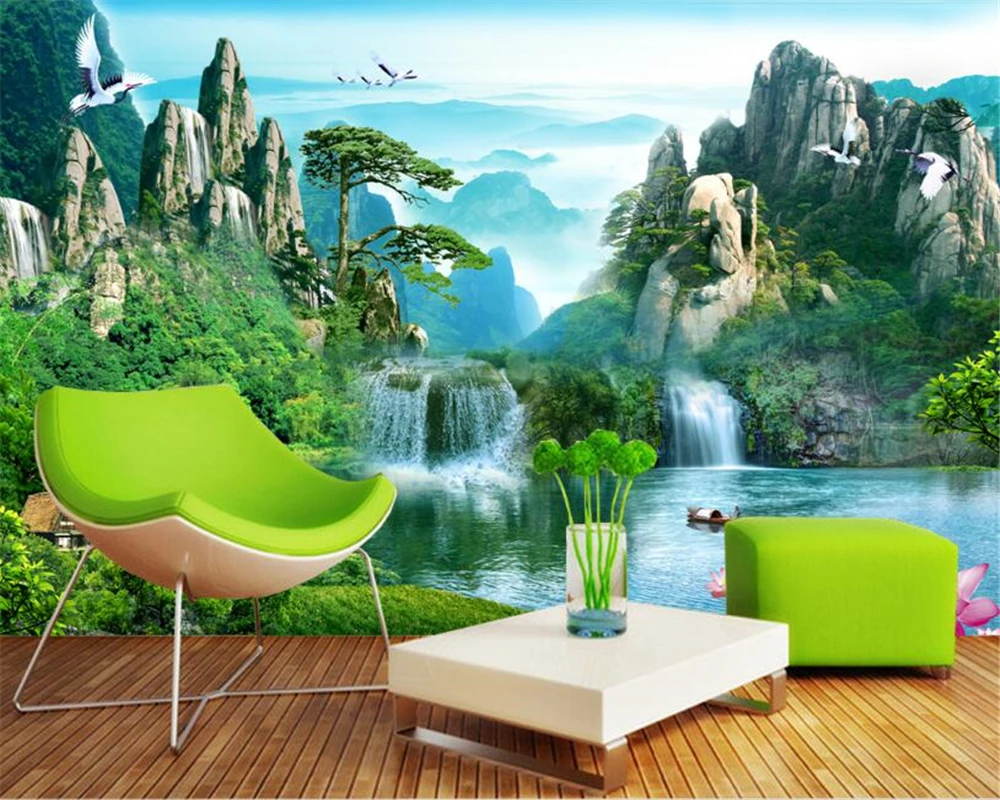 

Beibehang пользовательские обои HD природа водопад Картина маслом современная абстрактная фотообои для гостиной