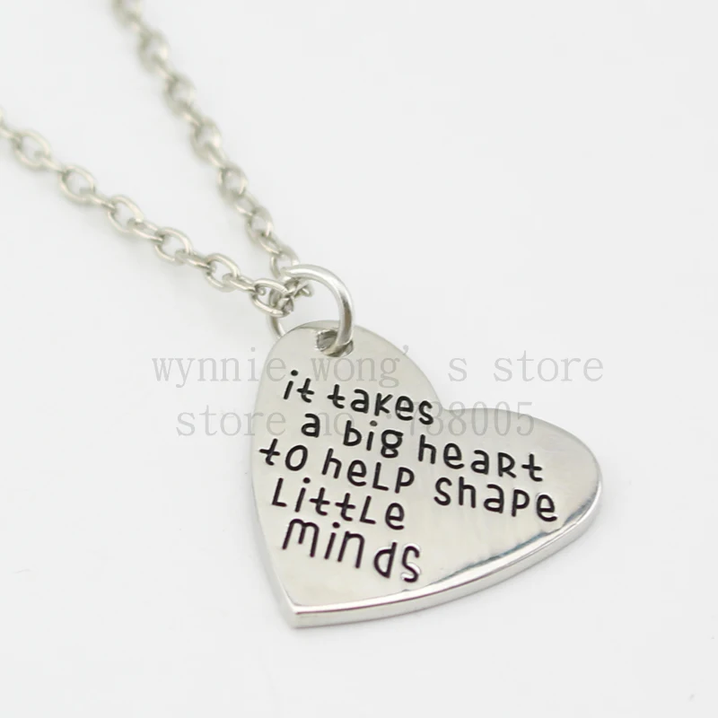 2015 ожерелье для учителя-Подарки учителя-серебряное с подвеской в виде сердца