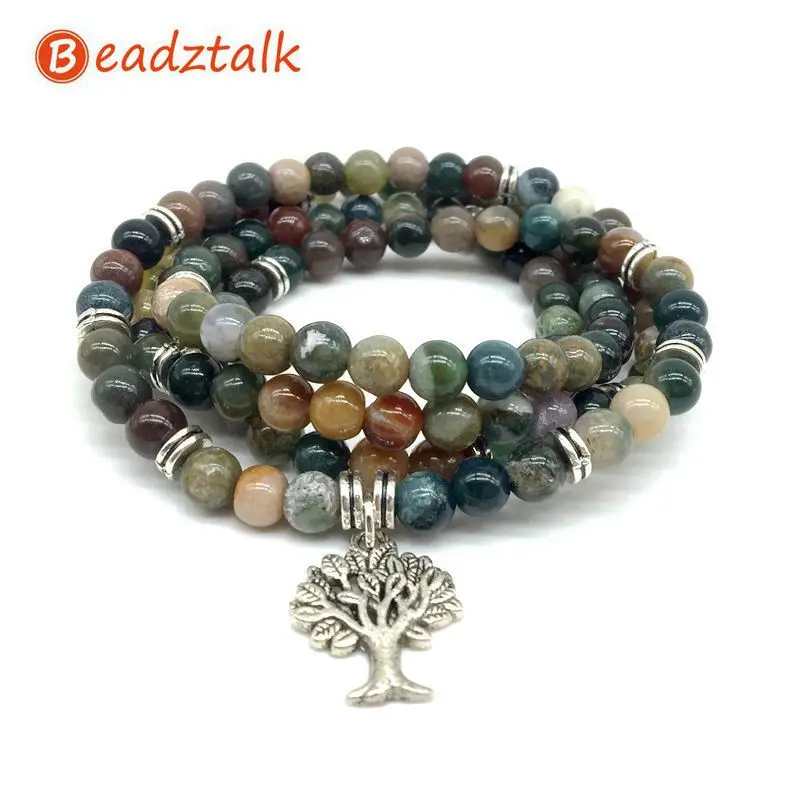 Модный цветной браслет Beadztalk с каменными бусинами индийское ожерелье из агата