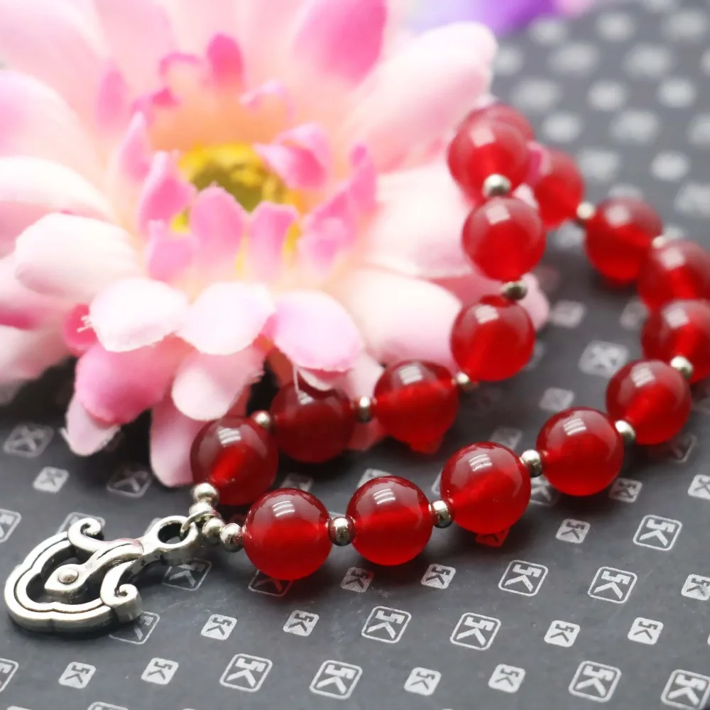 Классические распространенные красные бусины из сардоникса браслет халцедона