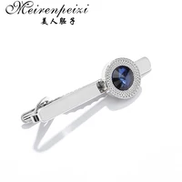 meirenpeizi 1 pcs mens alloy metal tie clip fashion silver simple necktie tie pin bar clasp clip crystal tie pin for mens