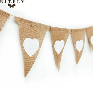 13 флагов сердце мешковины флажок баннер перьевая Джутовая Ткань Сделай Сам декор для деревенской свадебной вечеринки День рождения Baby Shower реквизит для фотосъемки