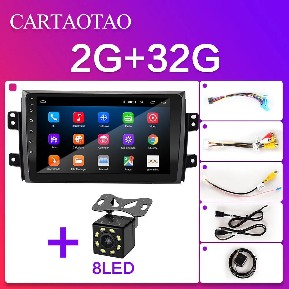H-SX4-8LED-2G-ZS 2 DIN Android автомобильный навигатор gps DAB+ автомобильный Радио мультимедийный плеер для Suzuki SX4 2006-2013 автомобильный Радио навигационный плеер 2 Гб+ 32 ГБ - Цвет: H-SX4-8LED-2G-ZS