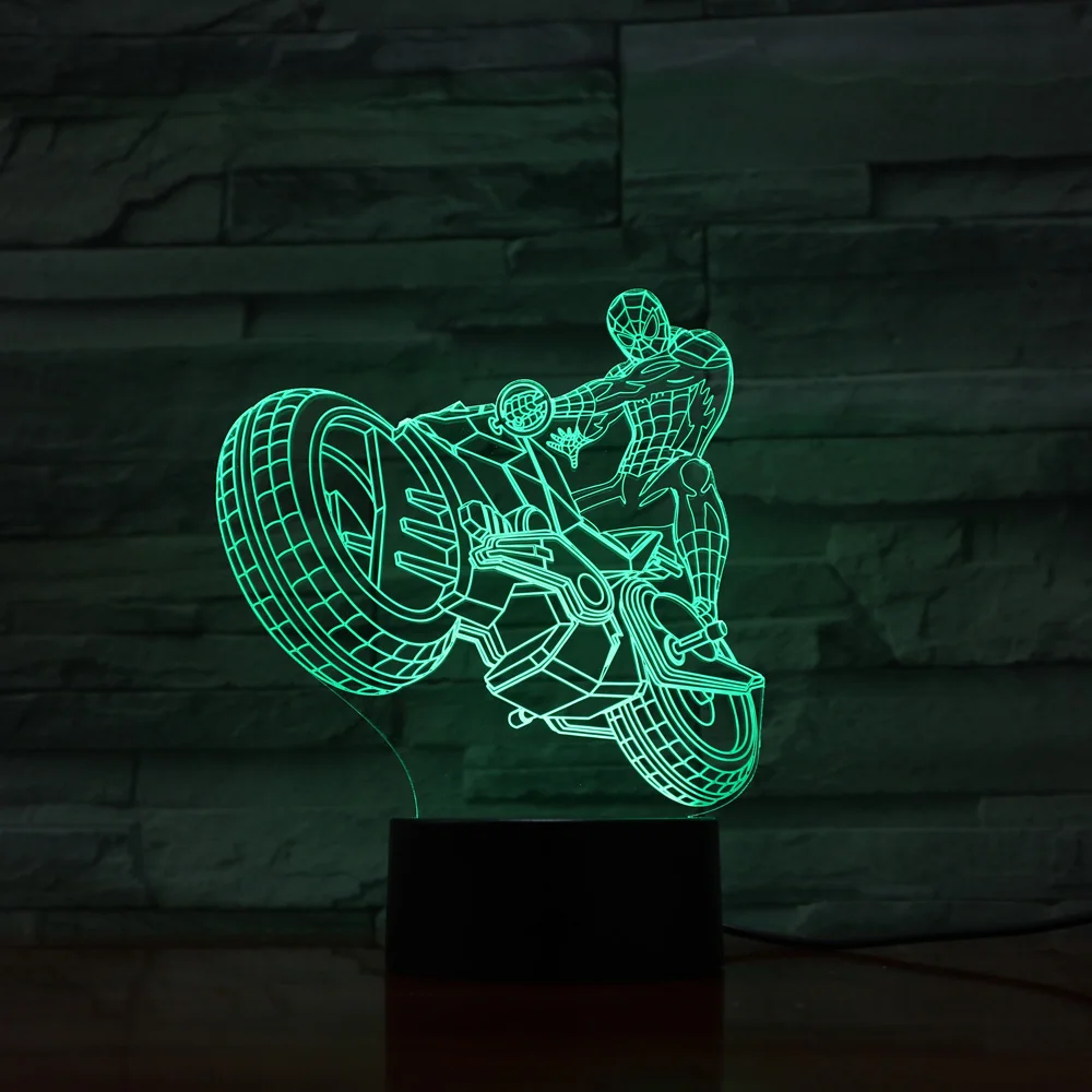 Мотоцикл лампа с 3D оптической иллюзией LED RGB ночник для детей Освещение дома
