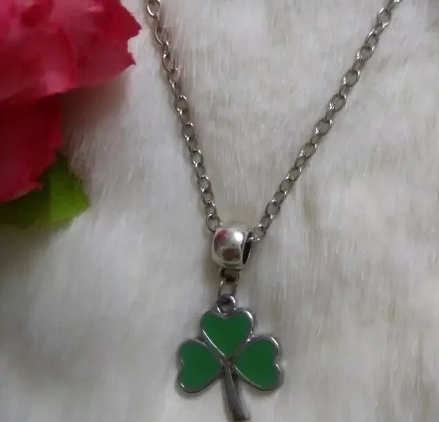 6 шт./лот Зеленый трехлистный клевер ирландский шамрок троица подвеска ожерелье