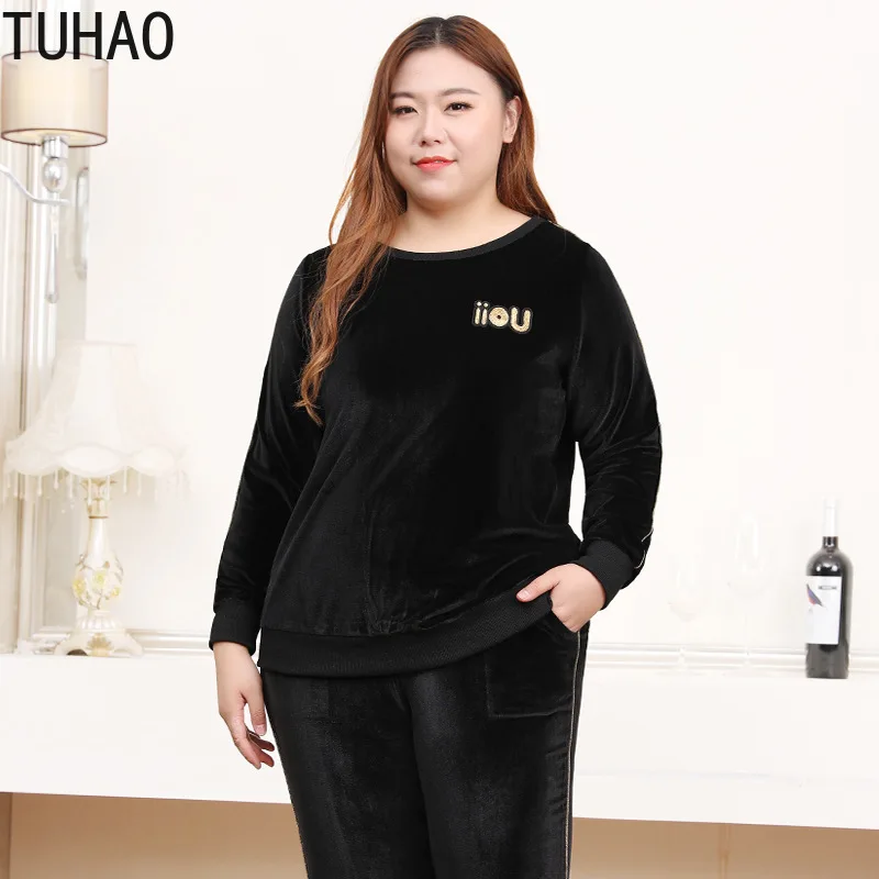 

Spring Thick Women Tracksuit Plus Size 10XL 8XL 6XL 2 Piece Set Woman Outfits Sets Sweatsuit High Quality Femme Sets MSFS