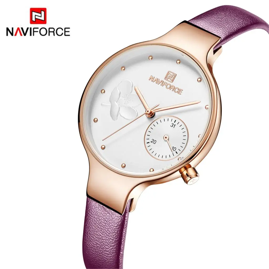 NAVIFORCE женские часы модное платье кварцевые кожаные повседневные