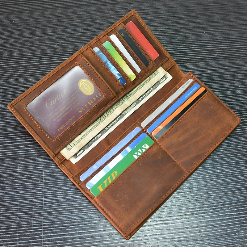 Мужской Длинный кошелек из натуральной кожи с карманом для телефона держатель