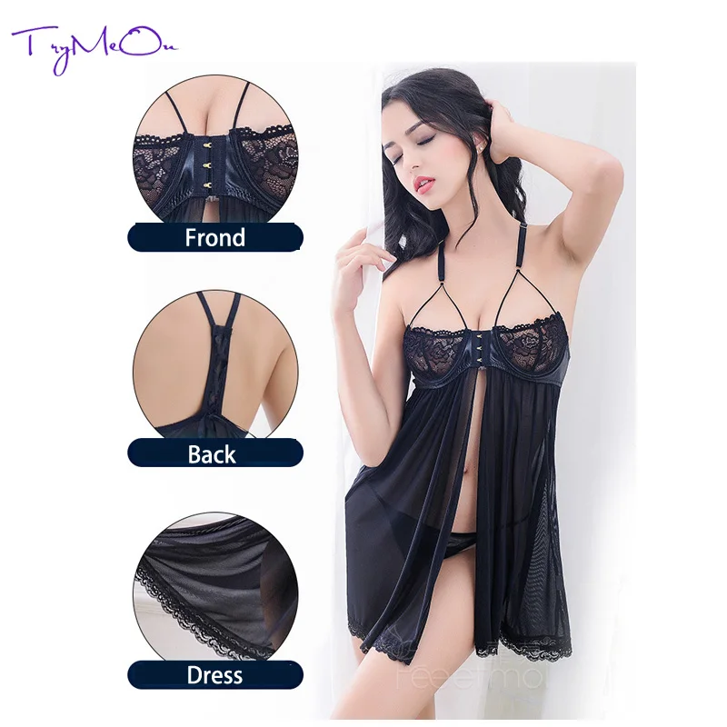 Сексуальное нижнее белье с рисунком на пуговицах TryMeOn сексуальное черное