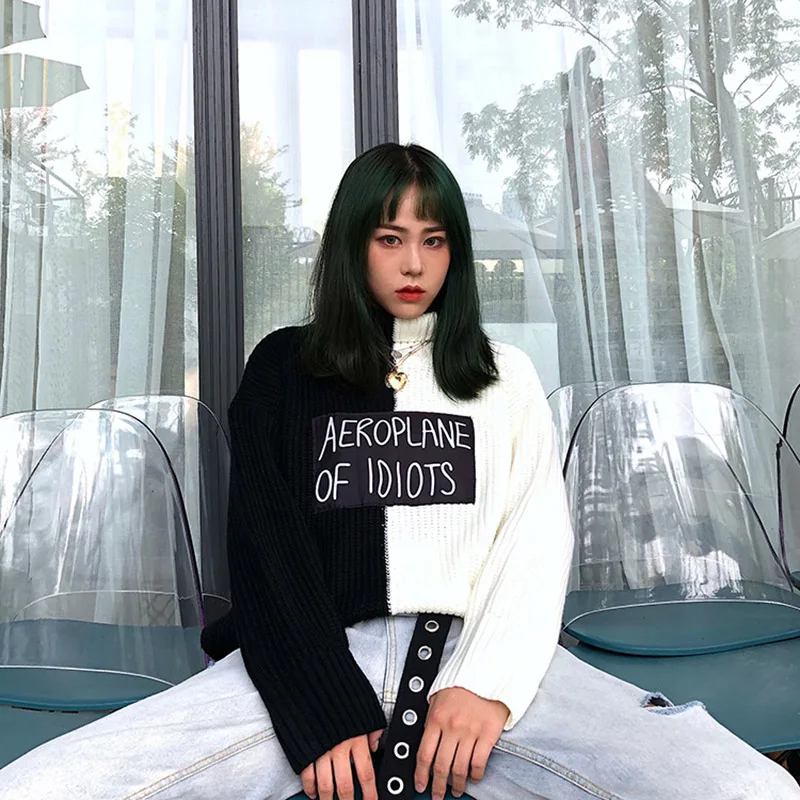 Зимний Теплый Новый корейский стиль Instagram свободный лоскутный bf Harajuku Ulzzang