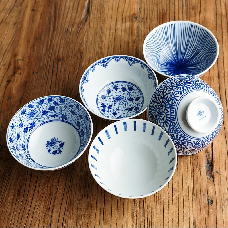 5 дюймов японская керамическая миска домашняя посуда синий и белый фарфор