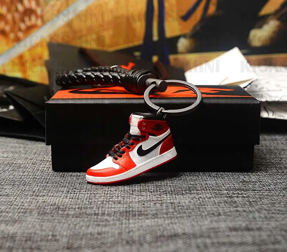 DIY Джордан Ретро OG Air Jordan 1 OG "Chicago" 3D кроссовок фигурный брелок сумка коробка Подвеска для пары Кукла аксессуар