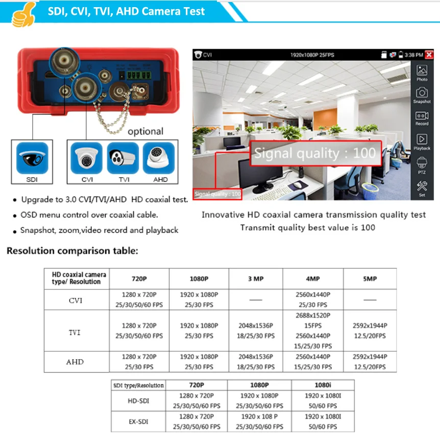 Ручной тестер видеонаблюдения Onvif 4 3 дюйма SDI IP AHD CVI TVI HDMI H.265 4K|cctv monitor|cctv camera monitortvi