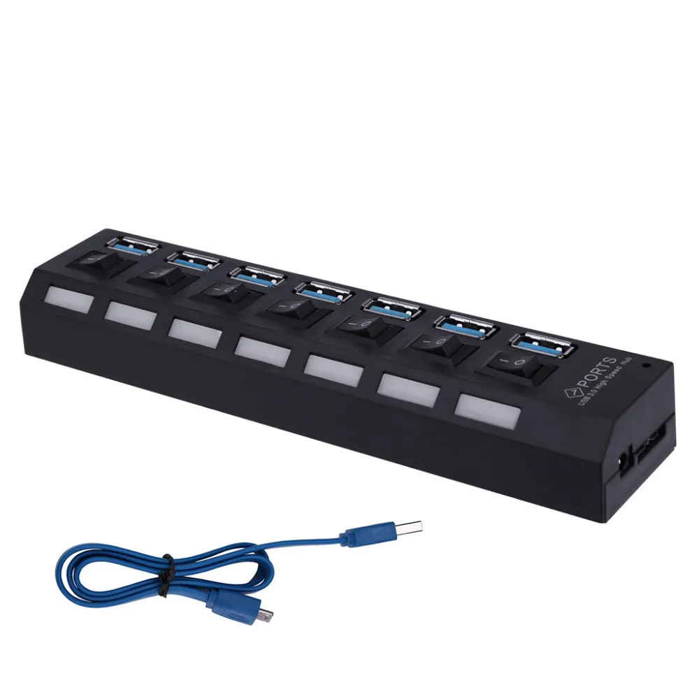 Тонкий размер дизайн USB3.0 Суперскоростной 7-портовый 5 Гбит/с концентратор
