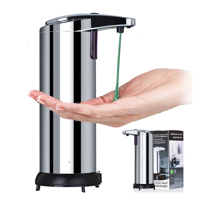 

250ml Stainless Steel IR Sensor Touchless Automatic Liquid Soap Dispenser for Kitchen Bathroom Home champagne/Silver/black