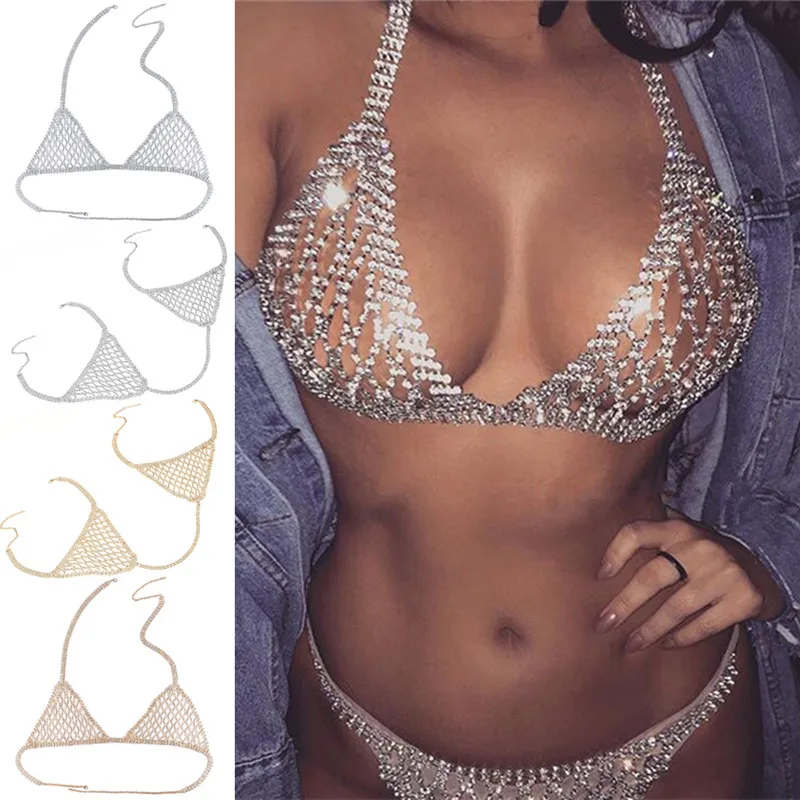 

1Pc Sexy Bra Chest Body Women Shiny Crystal Rhinestone Chain Harness Necklace Fashion Bikini Jewelry