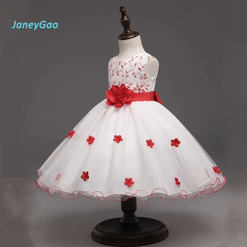 JaneyGao 2019 летние платья для девочек с цветочным рисунком красная Детская
