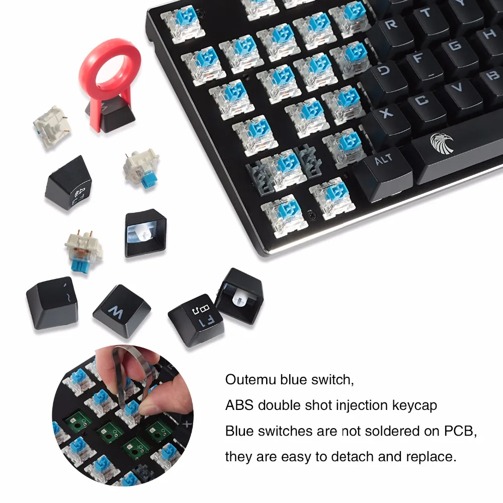 Компактная Механическая игровая клавиатура с RGB-подсветкой и голубыми