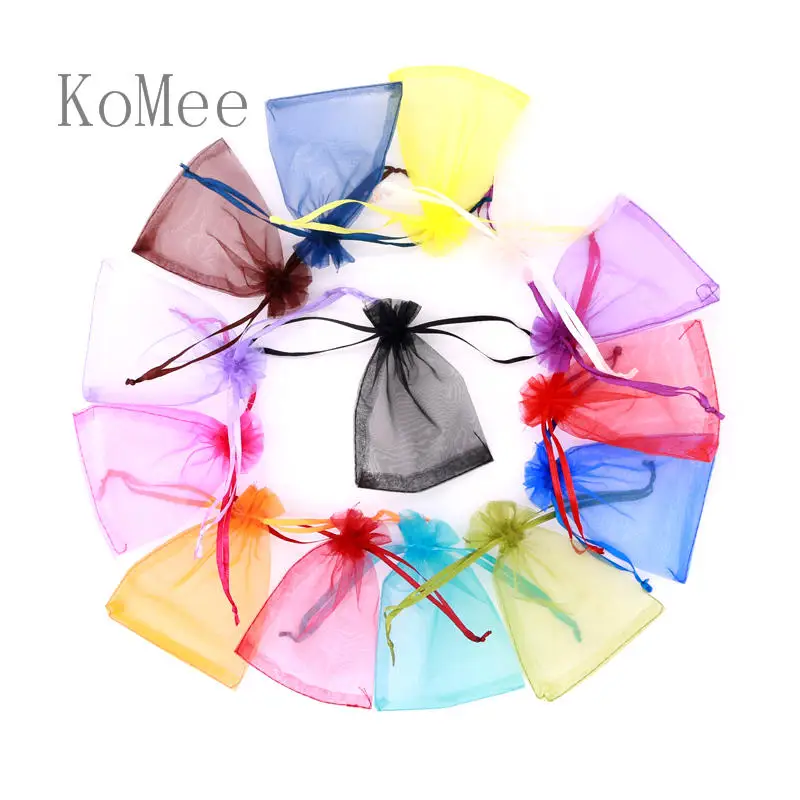 

10Pcs/Lot 7x9 9x12 13x18cm Small Organza Bags Jewelry Boutique Packaging Bags Wedding Party Drawstring Pouch Candy Gift Bag