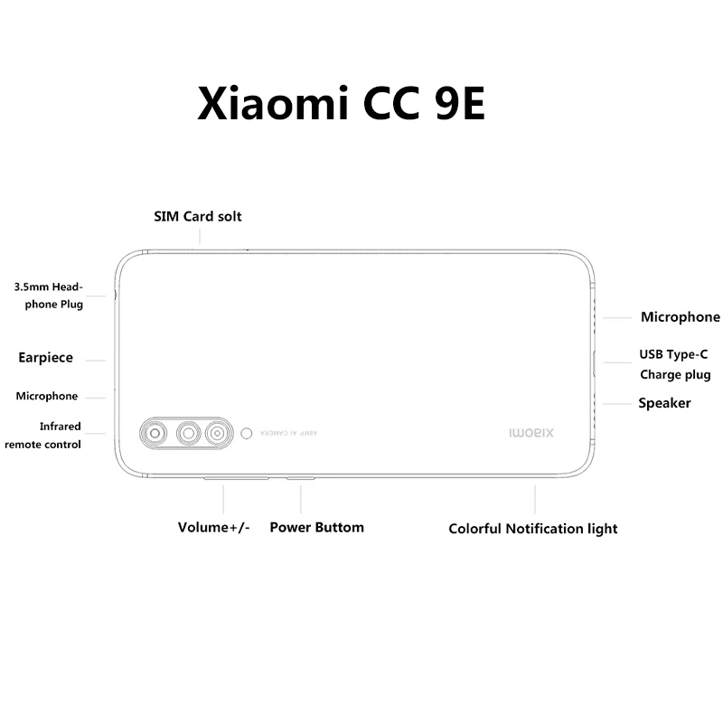 В наличии Xiaomi CC9E 6GB 128GB Snapdragon 665 AMOLED мобильный телефон cc 9e 6 088 &quotВосьмиядерный 48MP AI