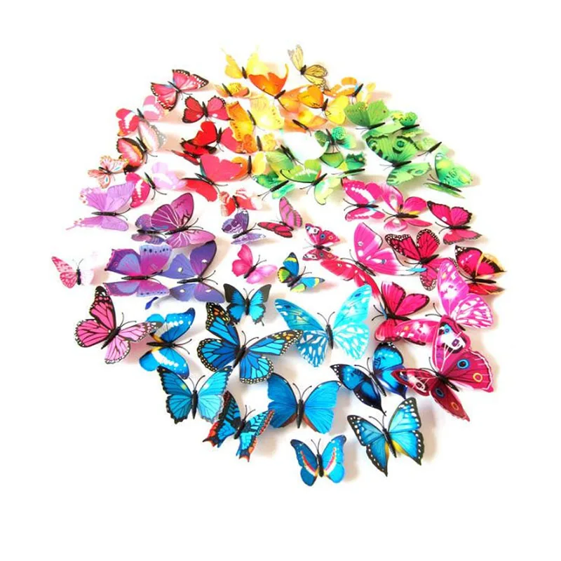

36pcs/lot 3D Butterfly Fridge Magnet Wall Sticker Handmake Artificial DIY Scrapbooking Gift wedding home party decoration