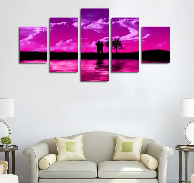 CLSTROSE Love Celebration Wedding Decoration Romantic Pictures 5 Pieces Wall Art Canvas For Living Room Home Decor Unframed | Дом и сад