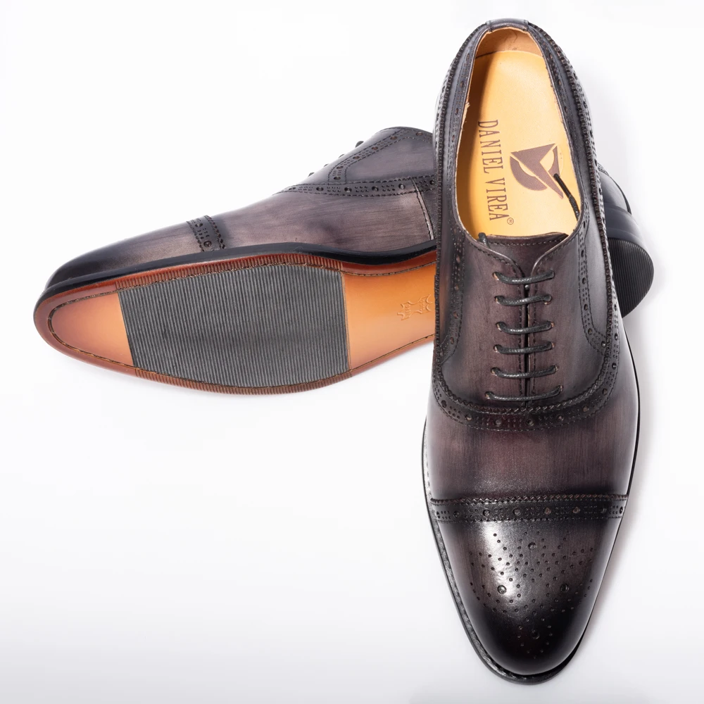 Мужские оксфорды с перфорацией типа броги Свадебные кожаные туфли Ручная работа