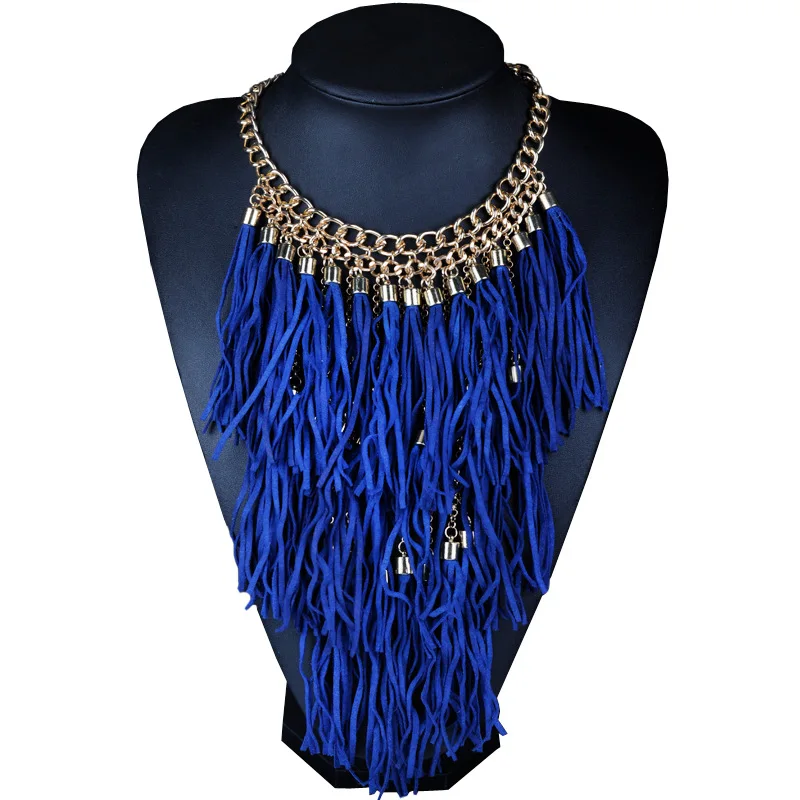 Преувеличенные богемные ювелирные изделия многослойный Ретро веревка кисточкой