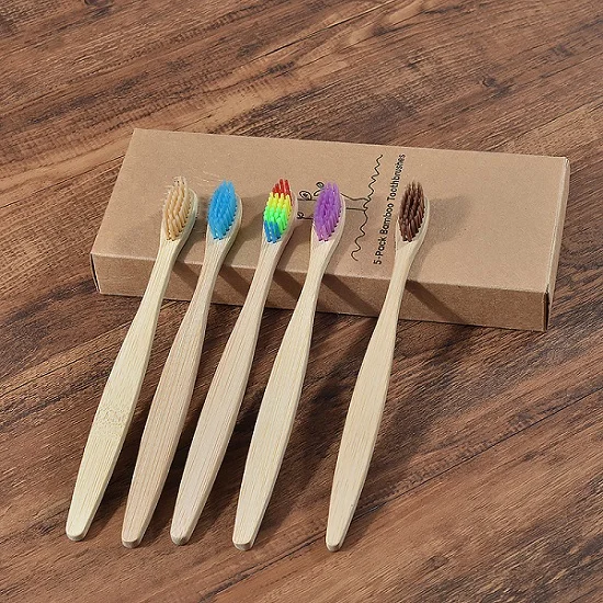 5pc color mixing 5 шт. в упаковке, красочные мягкие щетинки, бамбуковые зубные щетки,, Экологичная зубная щетка для ухода за полостью рта, деревянная бамбуковая щетка, clareador de dente - Цвет: 5pc color mixing