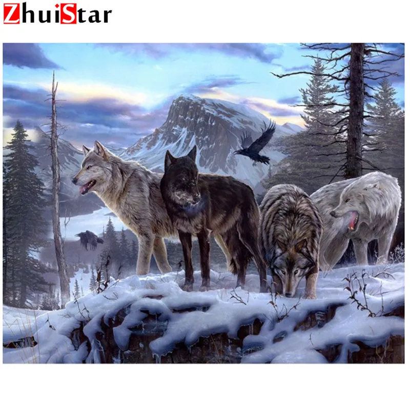 

Полная квадратная Алмазная 5D DIY алмазная живопись животных Волк Вышивка крестом Стразы мозаичная декоративная картина подарок XY1