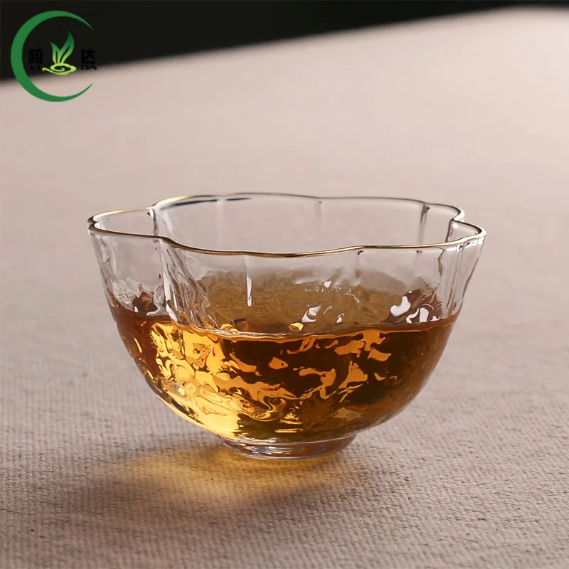 70 мл термостойкие Стекло Чай чашки с лепестками в форме золотой границы лодыжек