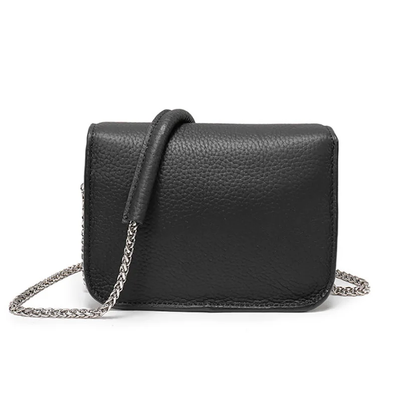 

Women's Genuine Leather Lychee Pattern Small Square Bag Day Clutches Purse Cowskin Shoulder Bags Women Chain Messenger Bag