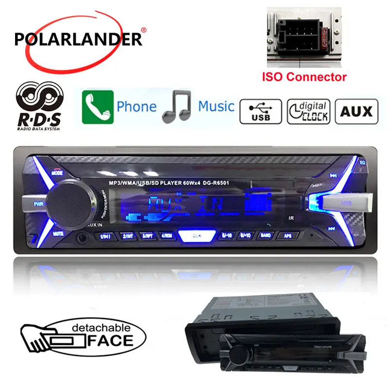 

newest 1 din FM USB TF card AUX IN music mp3 player Auto radio Car remote control detachable panel RDS+