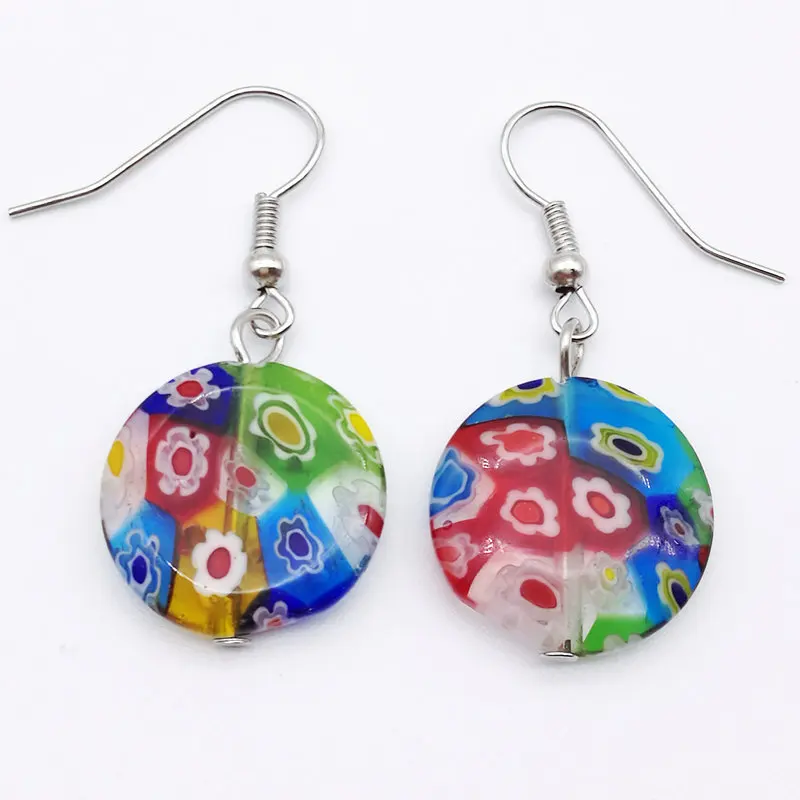 Стеклянные серьги фонарики Millefiori 10 шт. 18 мм смешанные цвета|murano earrings|earrings fashioncolor