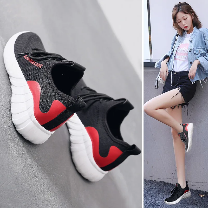 Black Sneakers Women Shoes New Arrival Casual Lace-up Walking Mesh Leisure Vulcanize Shoe PINSV | Обувь
